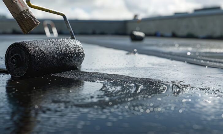 Commercial roof coating service area